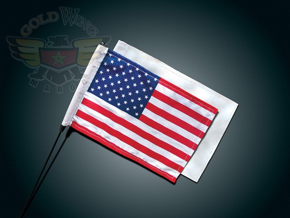 ANTENNA FLAG HOLDER W/AMERICAN & WHITE FLAGS