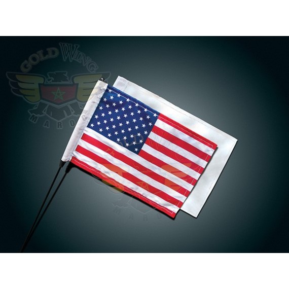 ANTENNA FLAG HOLDER W/AMERICAN & WHITE FLAGS