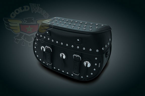 HARDMOUNT SADDLEBAGS W/CONCHOS & STUDS FOR USE W/QCK DETACHABLE BRACKETS