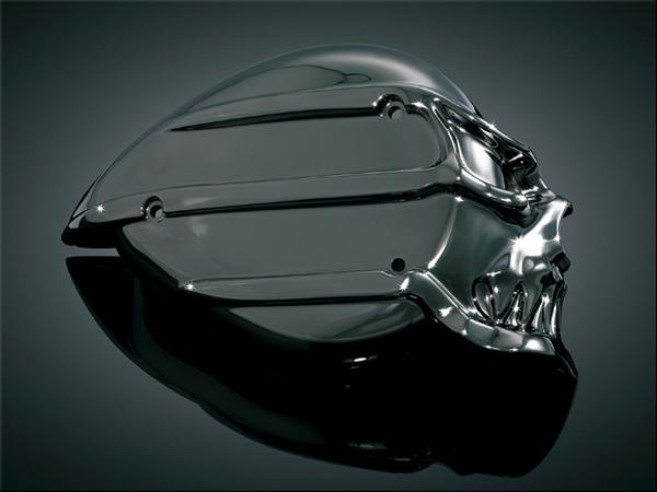 BLACK CHROME SKULL A/C COVER FOR S &S-BLACK CHROME SKULL A/C COVER FOR S &S